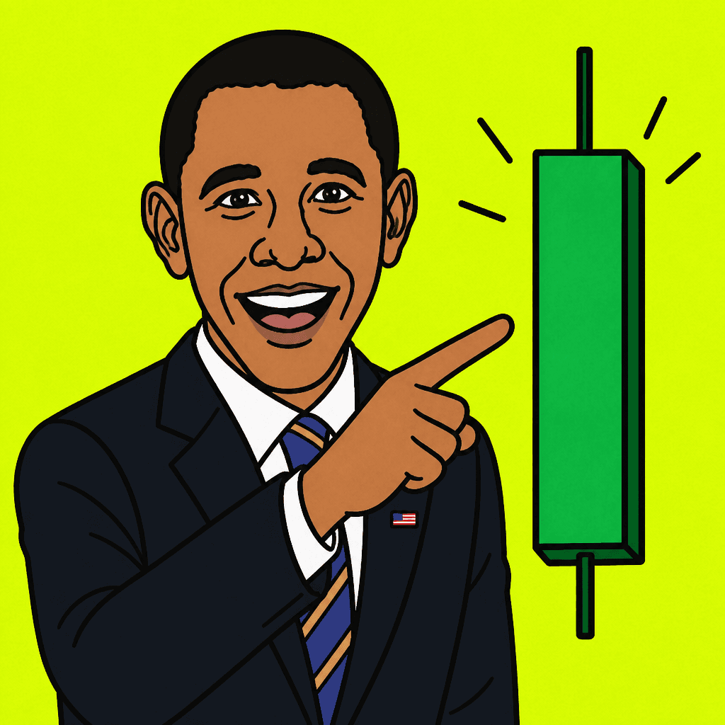 The $NGGR character looking at a green candle