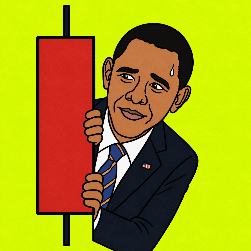 The $NGGR character looking at a red candle
